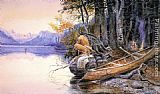 Charles Marion Russell Indian Camp - Lake McDonald painting